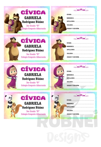Masha y el oso Etiqueta